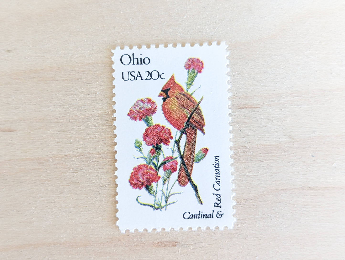 Ohio State Stamp, Set of 5, Vintage Unused USPS 20 Cent Postage Stamps, State Bird and Flower, 1982, Gummed