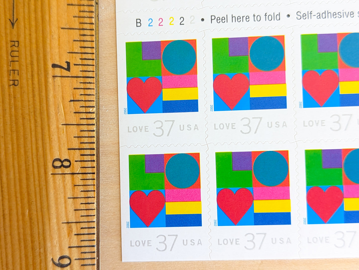 Colors and Shapes Love, Sheet of 20, Vintage Unused USPS 37 Cent Postage Stamps, Love Series (Colors and Shapes), 2002, Self-Adhesive