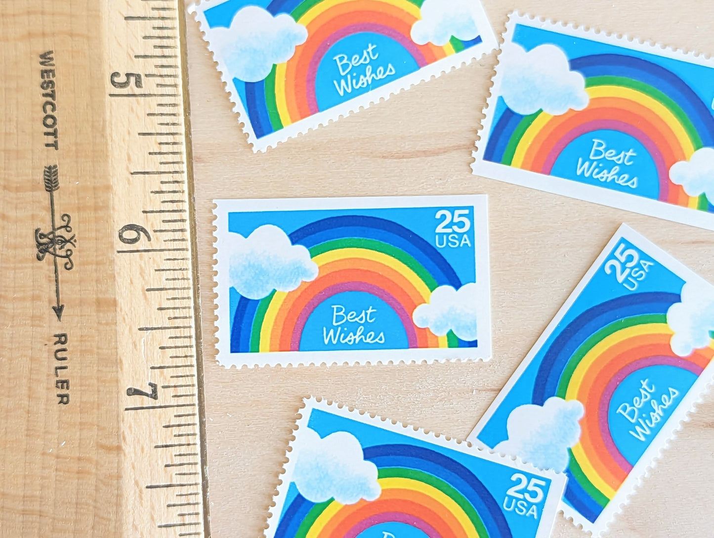 Best Wishes Stamps, Set of 5, Vintage Unused USPS 25 Cent Postage Stamps, Best Wishes Stamps 1988, Gummed