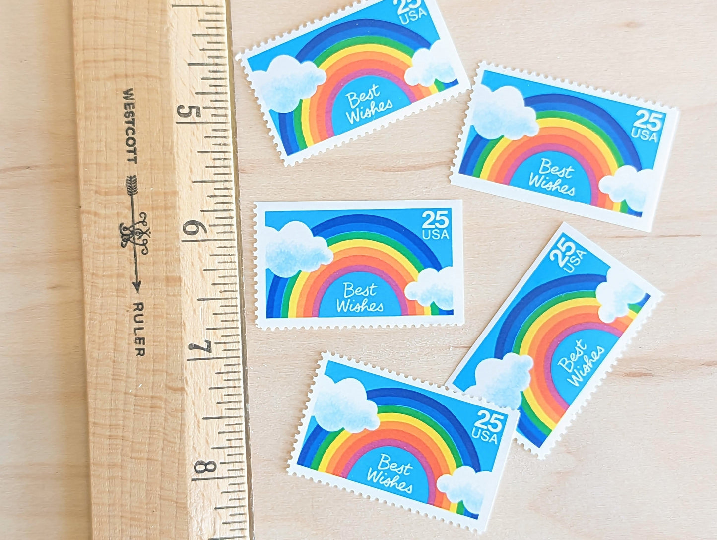 Best Wishes Stamps, Set of 5, Vintage Unused USPS 25 Cent Postage Stamps, Best Wishes Stamps 1988, Gummed