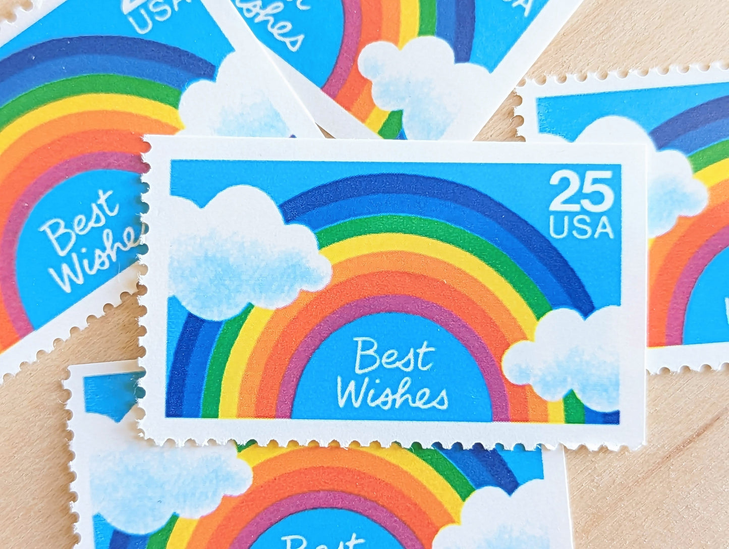 Best Wishes Stamps, Set of 5, Vintage Unused USPS 25 Cent Postage Stamps, Best Wishes Stamps 1988, Gummed