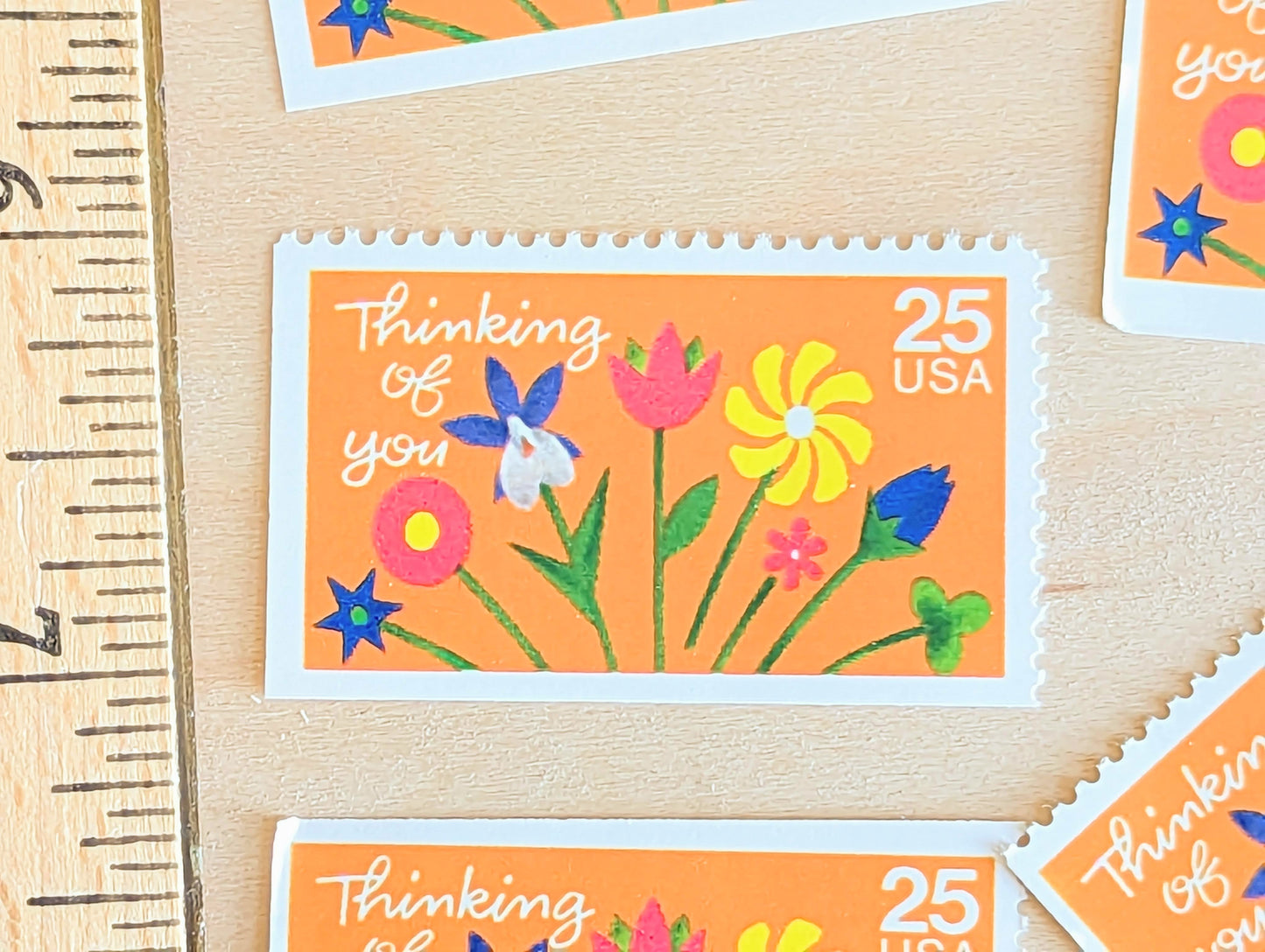 Thinking of You Stamps, Set of 5, Vintage Unused USPS 25 Cent Postage Stamps, Thinking of You Stamps 1988, Gummed