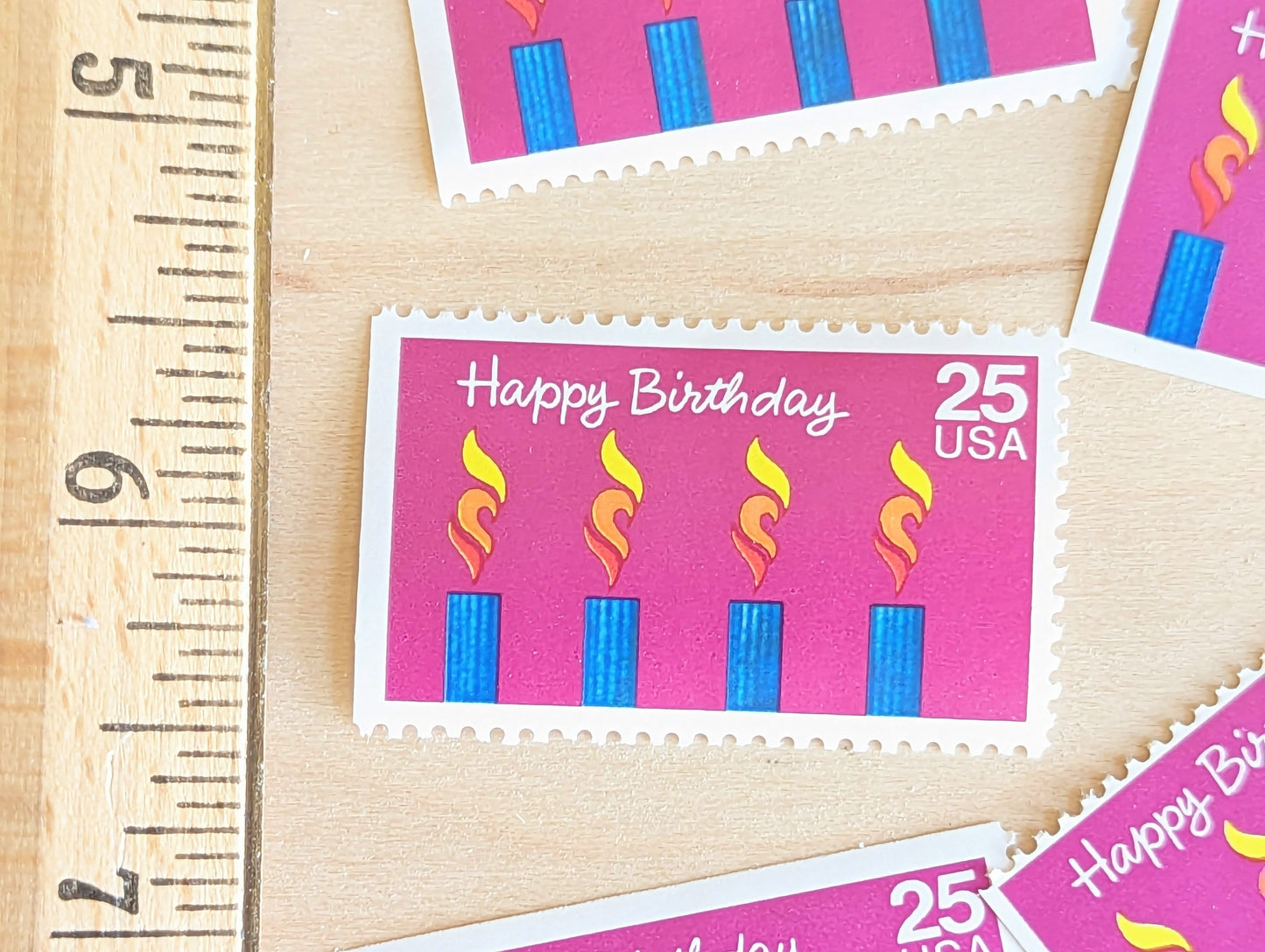 Happy Birthday Stamps, Set of 5, Vintage Unused USPS 25 Cent Postage Stamps, Birthday Stamps 1988, Gummed