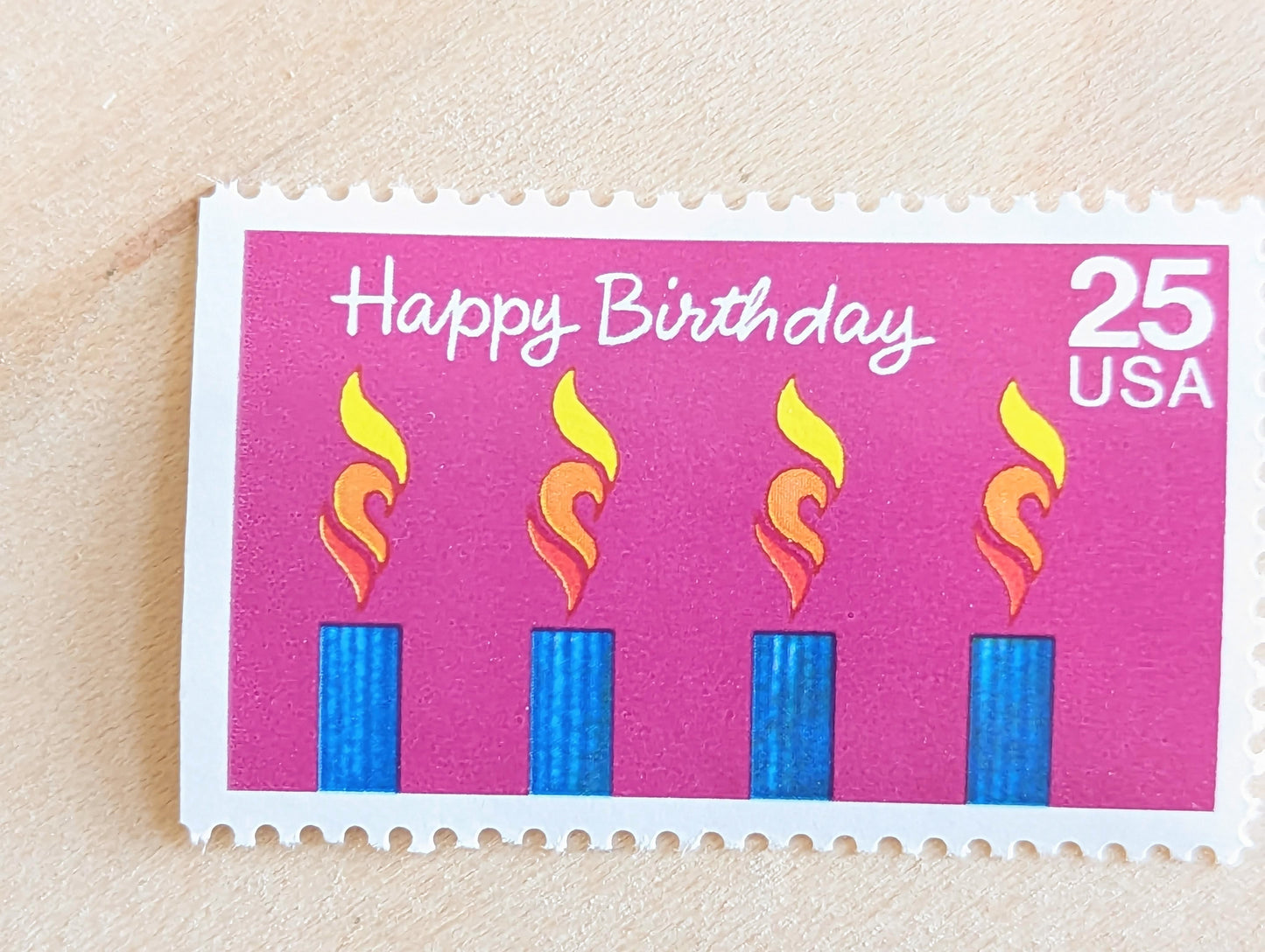 Happy Birthday Stamps, Set of 5, Vintage Unused USPS 25 Cent Postage Stamps, Birthday Stamps 1988, Gummed