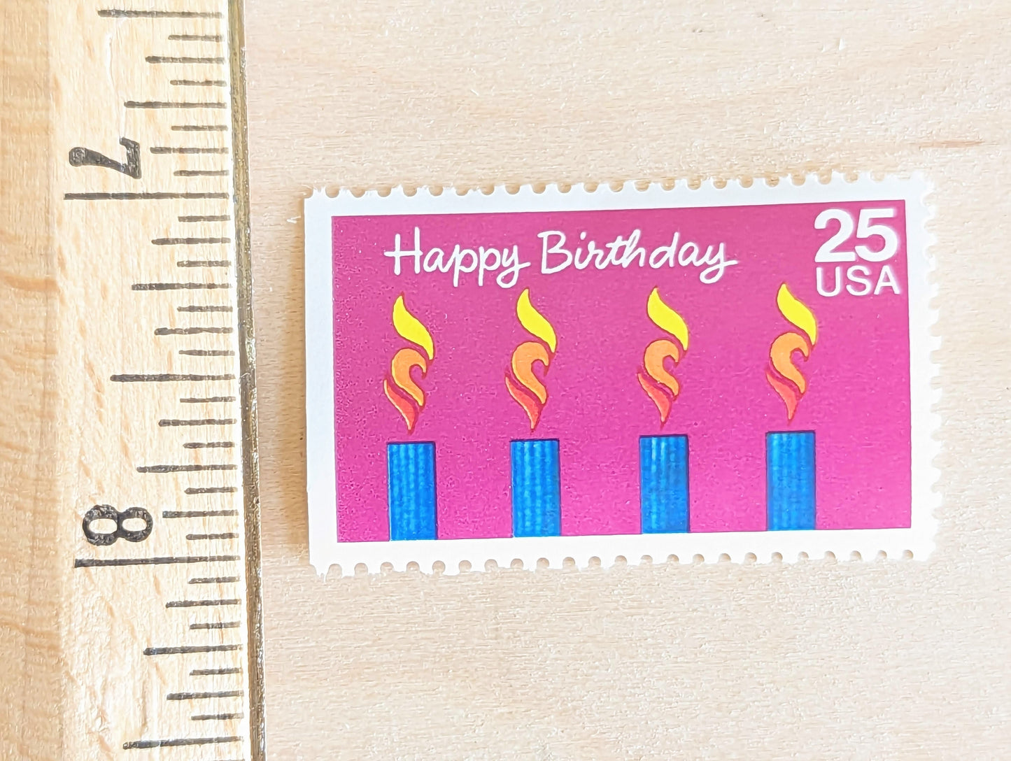 Happy Birthday Stamps, Set of 5, Vintage Unused USPS 25 Cent Postage Stamps, Birthday Stamps 1988, Gummed