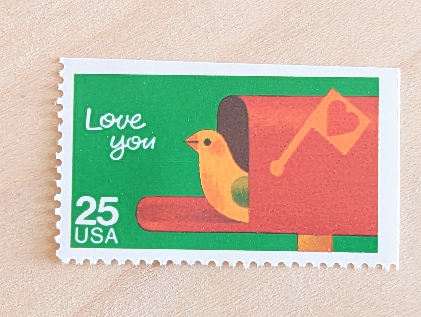 Love You Stamps, Set of 5, Vintage Unused USPS 25 Cent Postage Stamps, Love Stamps 1988, Gummed