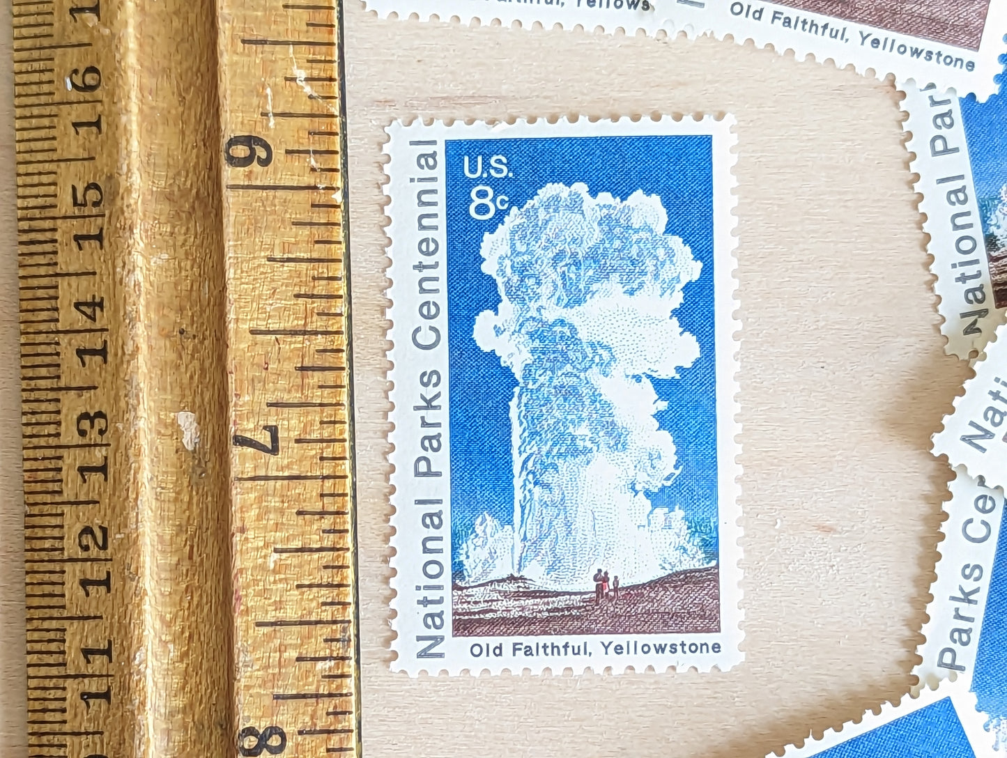 Olf Faithful Yellowstone Stamps, Set of 10, Vintage Unused USPS 8 Cent Postage Stamps, National Parks Centenniel 1972, Gummed