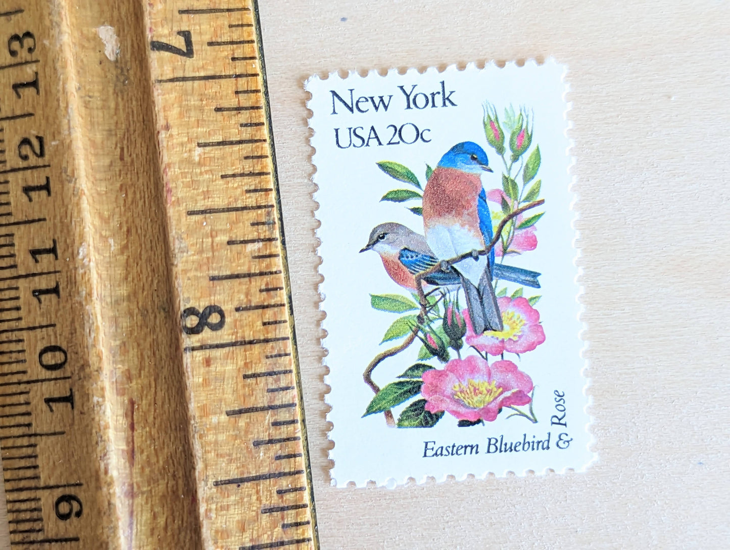 New York State Stamp, Set of 5, Vintage Unused USPS 20 Cent Postage Stamps, State Bird and Flower, 1982, Gummed