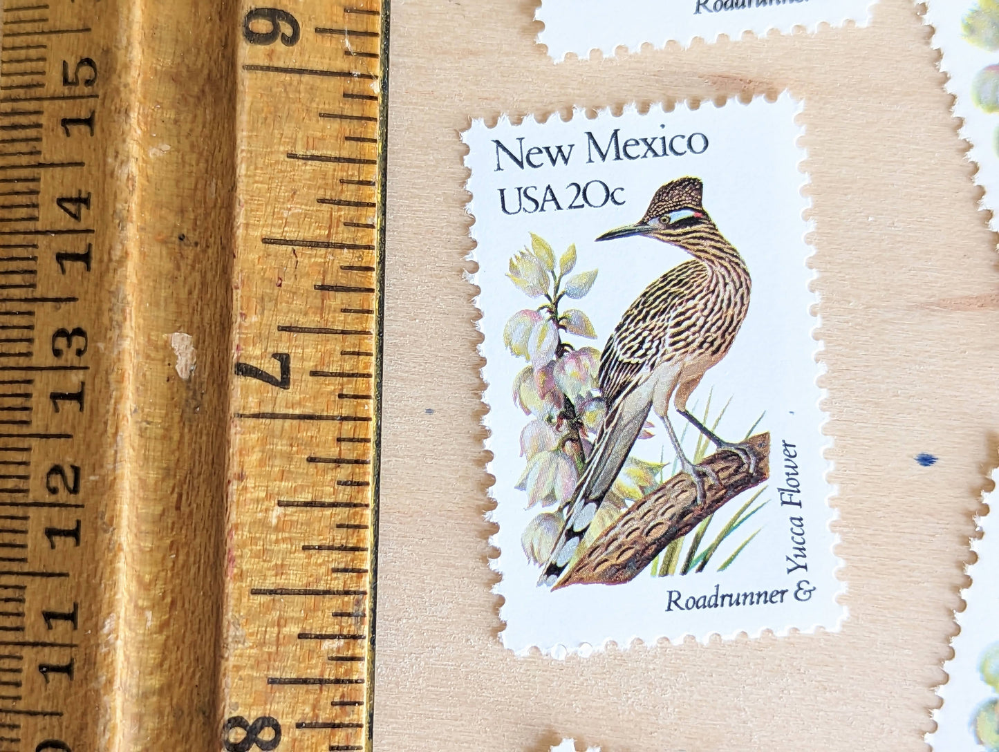New Mexico State Stamp, Set of 5, Vintage Unused USPS 20 Cent Postage Stamps, State Bird and Flower, 1982, Gummed