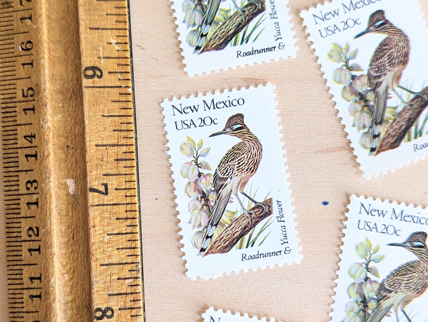 New Mexico State Stamp, Set of 5, Vintage Unused USPS 20 Cent Postage Stamps, State Bird and Flower, 1982, Gummed
