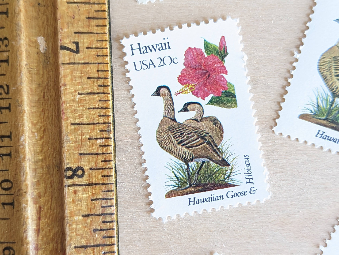 Hawaii State Stamp, Set of 5, Vintage Unused USPS 20 Cent Postage Stamps, State Bird and Flower, 1982, Gummed