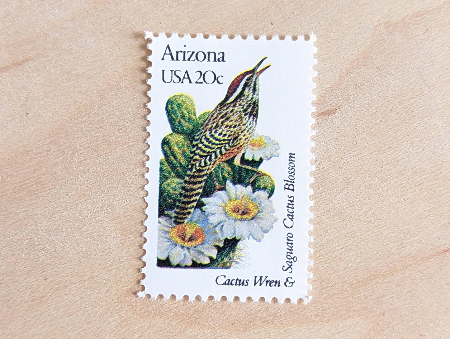 Arizona State Stamp, Set of 5, Vintage Unused USPS 20 Cent Postage Stamps, State Bird and Flower, 1982, Gummed