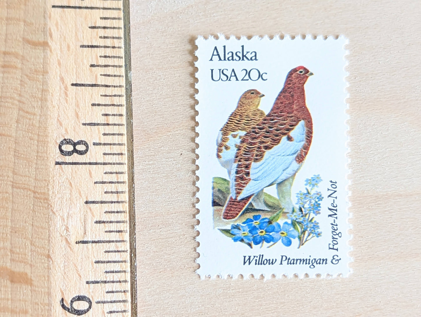 Alaska State Stamp, Set of 5, Vintage Unused USPS 20 Cent Postage Stamps, State Bird and Flower, 1982, Gummed