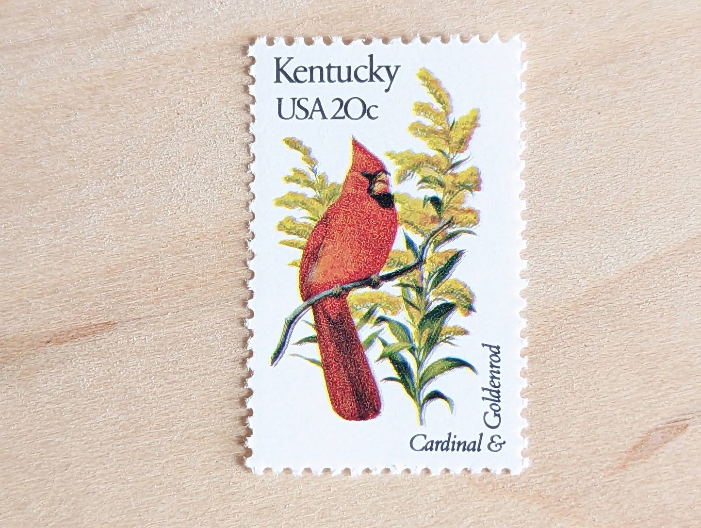 Kentucky State Stamp, Set of 5, Vintage Unused USPS 20 Cent Postage Stamps, State Bird and Flower, 1982, Gummed