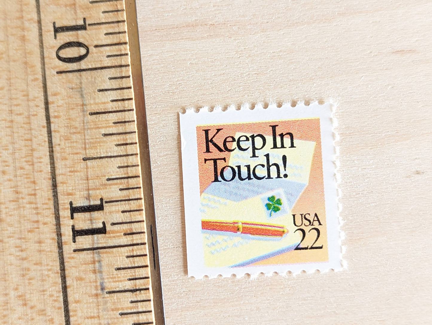 Keep In Touch! Stamps, Set of 5, Vintage Unused USPS 22 Cent Postage Stamps, Shamrock Letter Writing Stamps 1987, Gummed