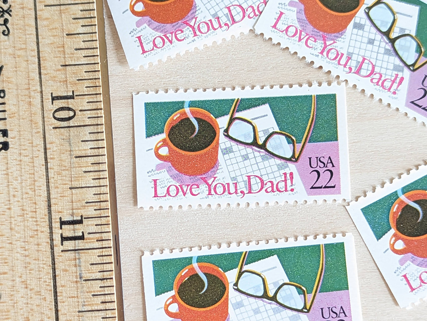 Love You, Dad! Stamps, Set of 5, Vintage Unused USPS 22 Cent Postage Stamps, Father’s Day Stamps 1987, Gummed