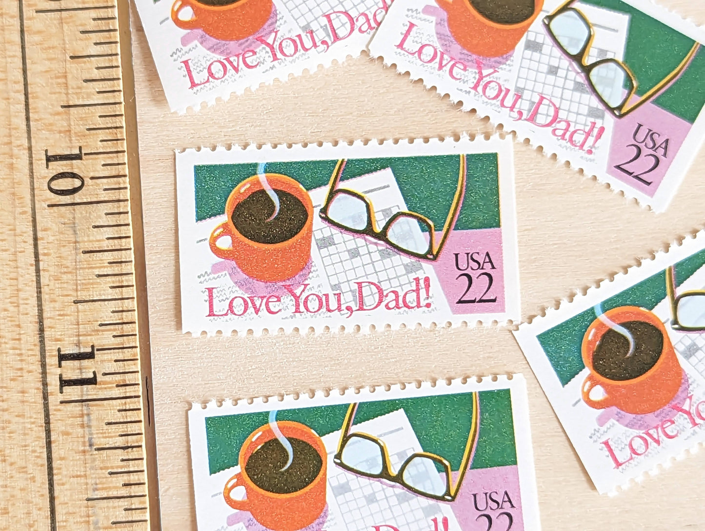 Love You, Dad! Stamps, Set of 5, Vintage Unused USPS 22 Cent Postage Stamps, Father’s Day Stamps 1987, Gummed