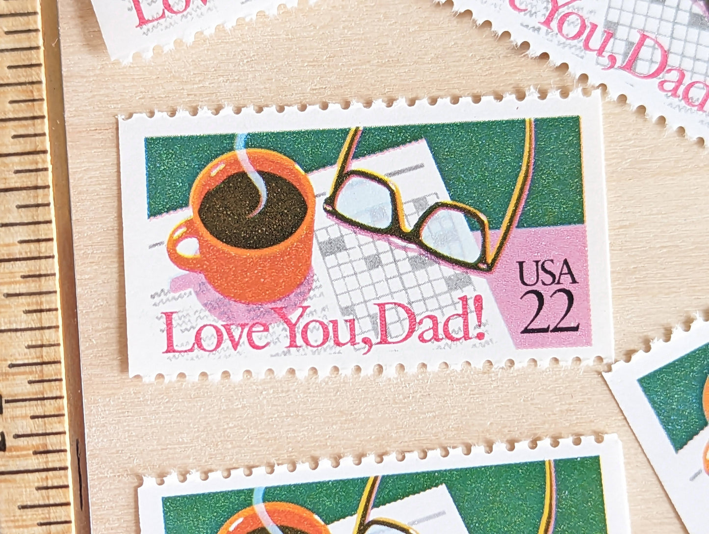 Love You, Dad! Stamps, Set of 5, Vintage Unused USPS 22 Cent Postage Stamps, Father’s Day Stamps 1987, Gummed