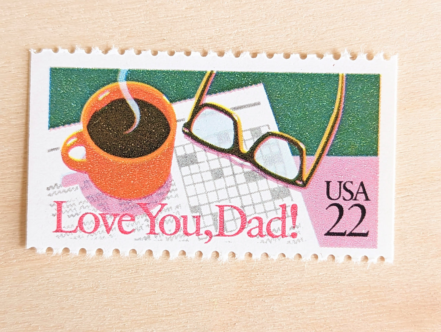 Love You, Dad! Stamps, Set of 5, Vintage Unused USPS 22 Cent Postage Stamps, Father’s Day Stamps 1987, Gummed