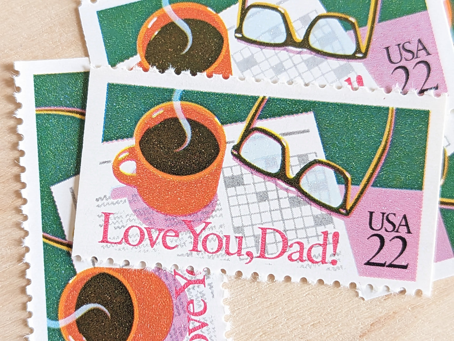 Love You, Dad! Stamps, Set of 5, Vintage Unused USPS 22 Cent Postage Stamps, Father’s Day Stamps 1987, Gummed