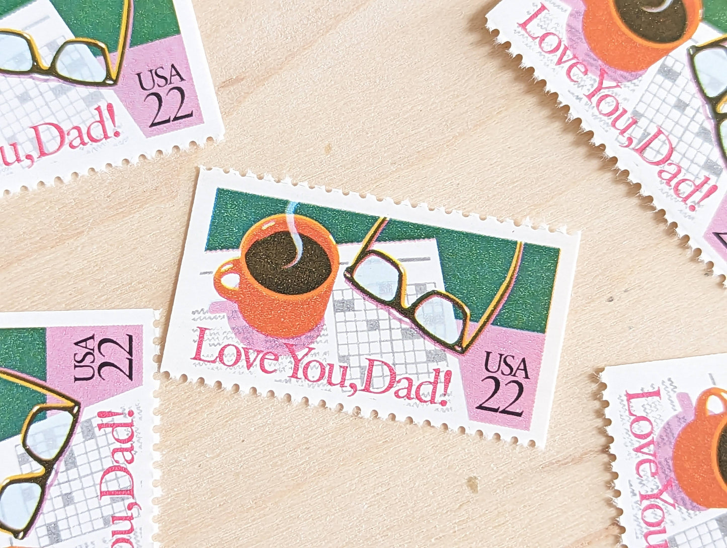 Love You, Dad! Stamps, Set of 5, Vintage Unused USPS 22 Cent Postage Stamps, Father’s Day Stamps 1987, Gummed