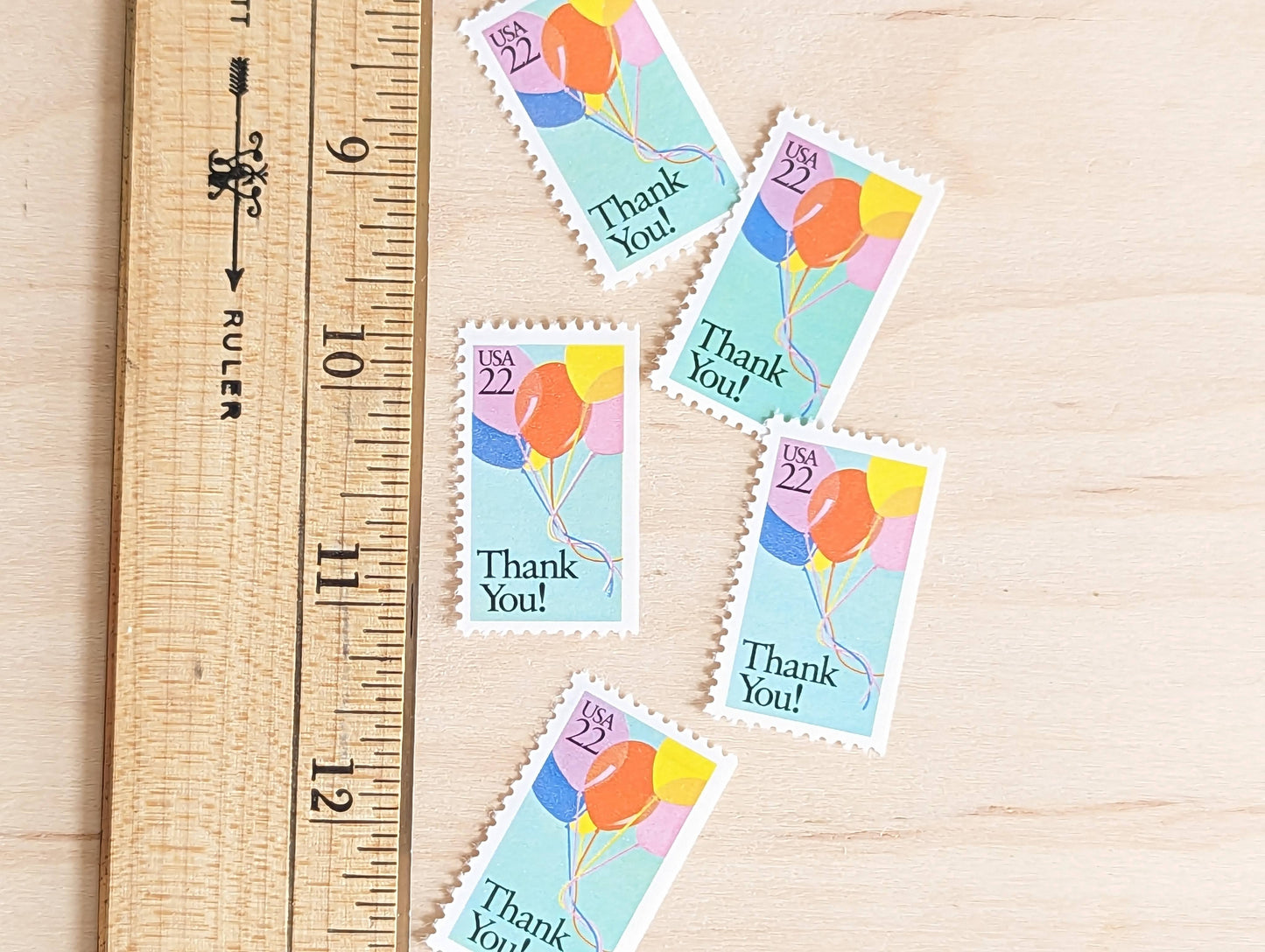 Thank You! Stamps, Set of 5, Vintage Unused USPS 22 Cent Postage Stamps, Thank You Stamps 1987, Gummed