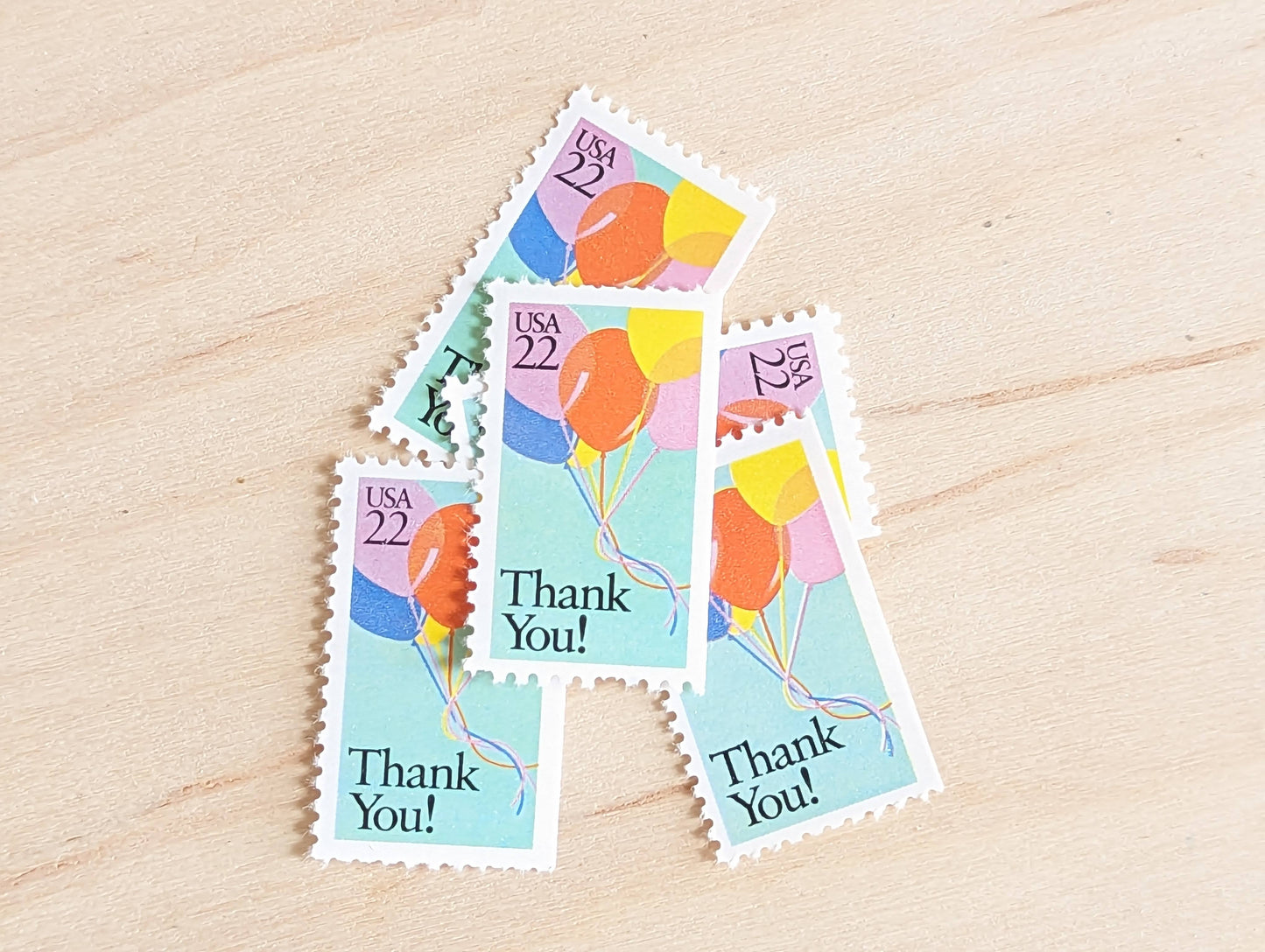 Thank You! Stamps, Set of 5, Vintage Unused USPS 22 Cent Postage Stamps, Thank You Stamps 1987, Gummed