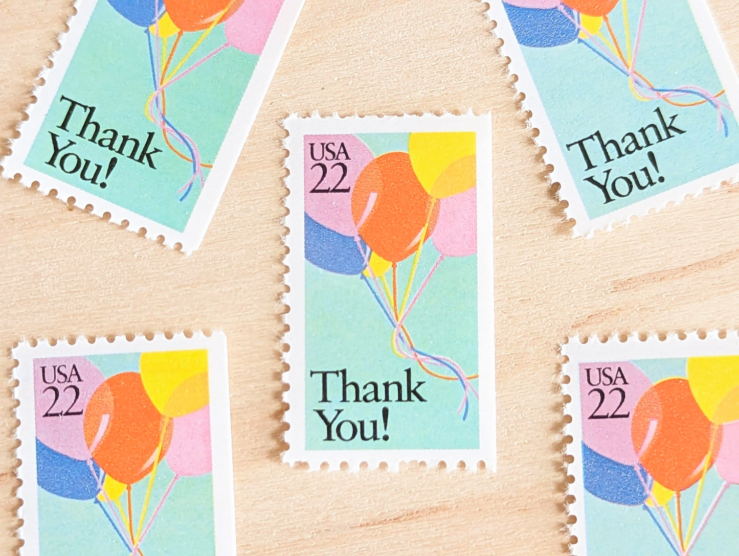 Thank You! Stamps, Set of 5, Vintage Unused USPS 22 Cent Postage Stamps, Thank You Stamps 1987, Gummed