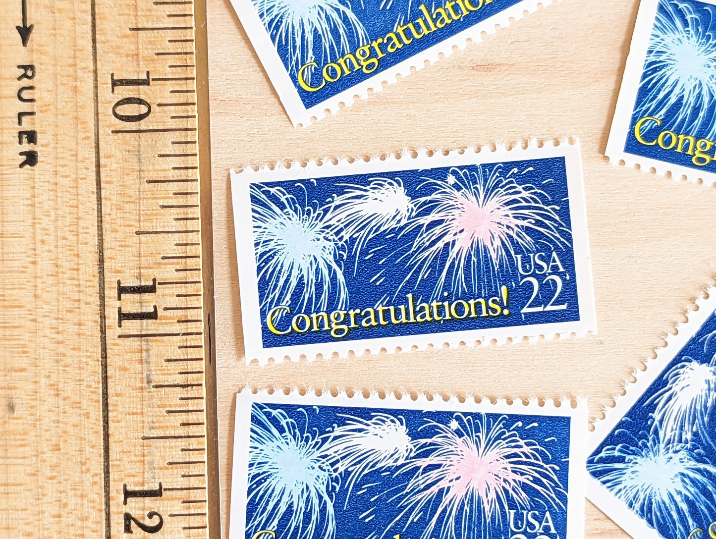 Congratulations! Stamps, Set of 5, Vintage Unused USPS 22 Cent Postage Stamps, Congratulations Stamps 1987, Gummed