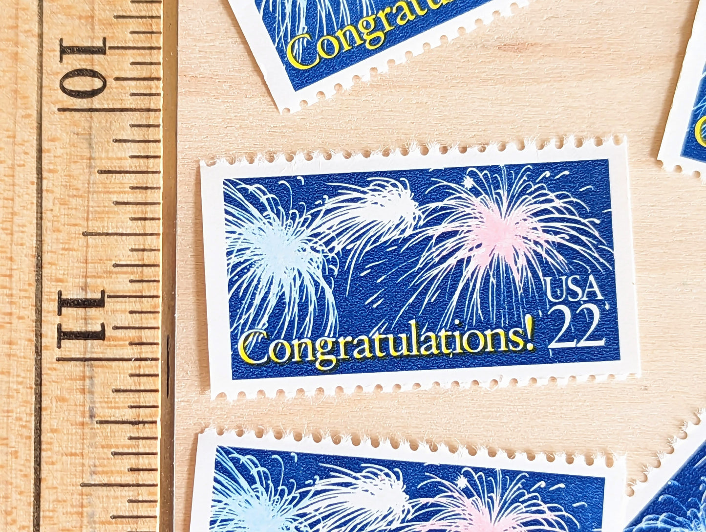 Congratulations! Stamps, Set of 5, Vintage Unused USPS 22 Cent Postage Stamps, Congratulations Stamps 1987, Gummed