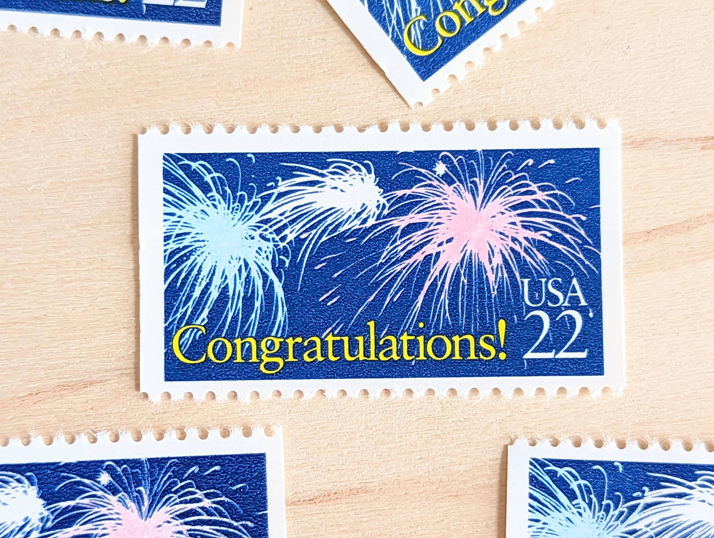 Congratulations! Stamps, Set of 5, Vintage Unused USPS 22 Cent Postage Stamps, Congratulations Stamps 1987, Gummed