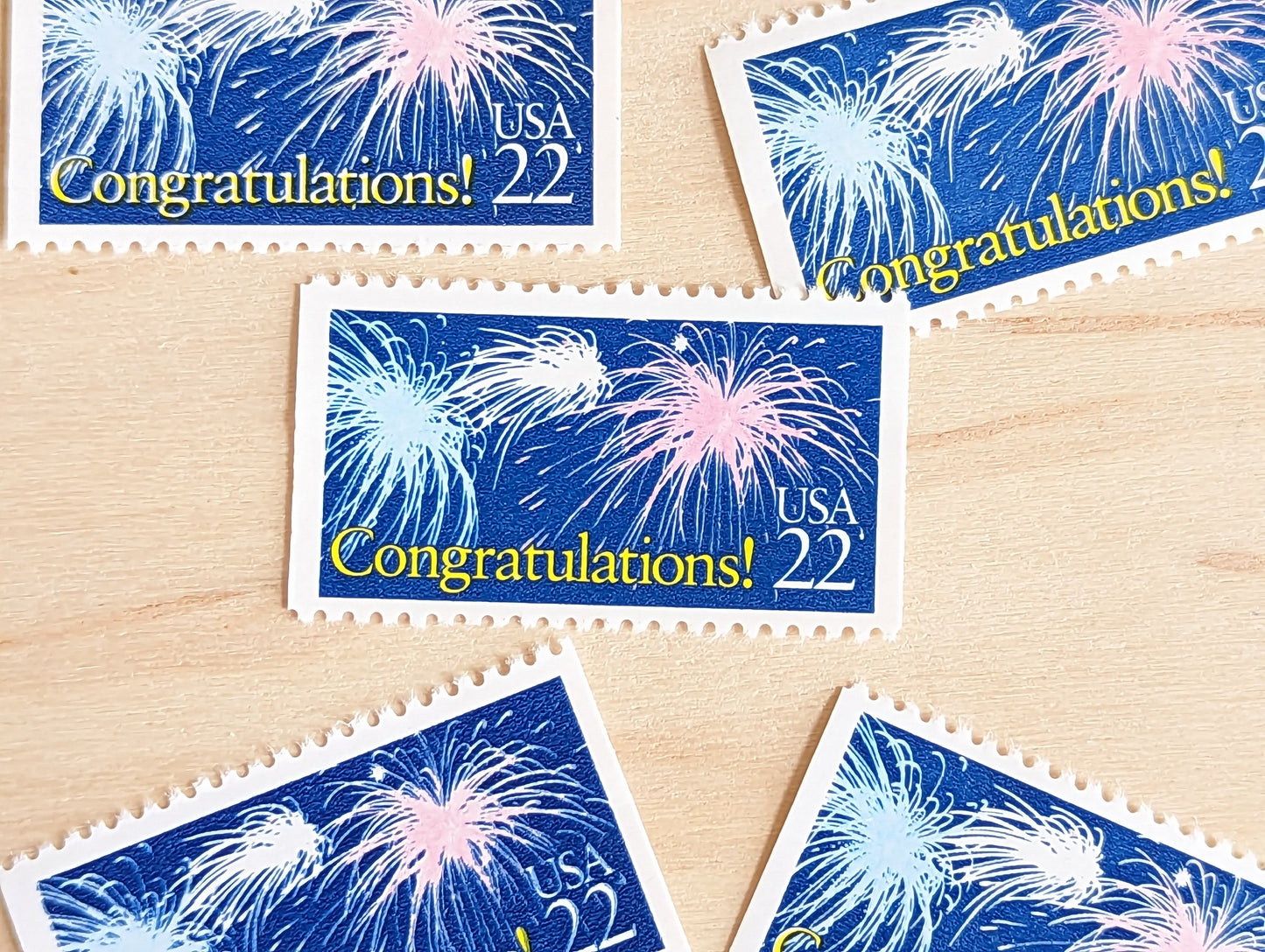 Congratulations! Stamps, Set of 5, Vintage Unused USPS 22 Cent Postage Stamps, Congratulations Stamps 1987, Gummed