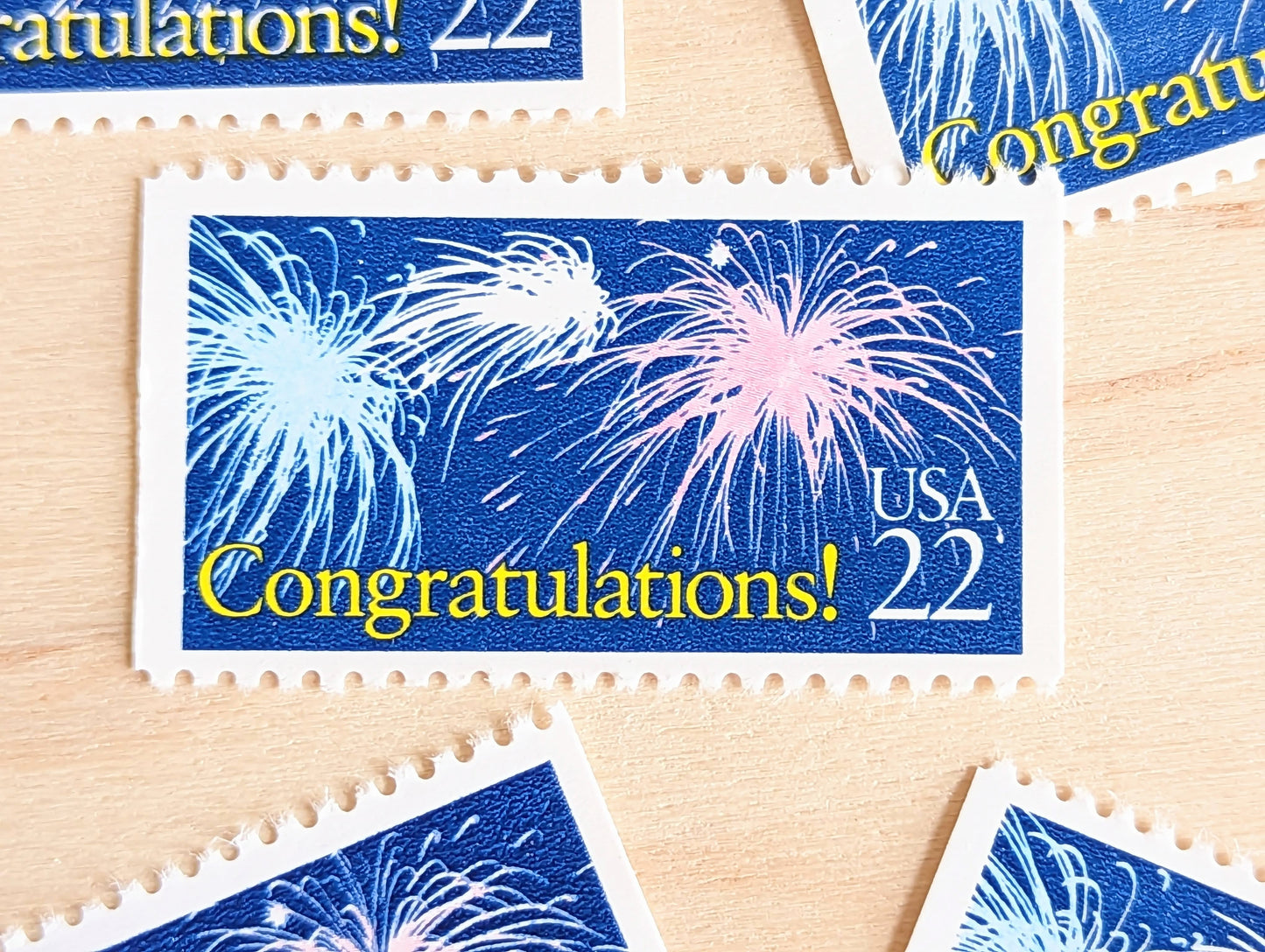 Congratulations! Stamps, Set of 5, Vintage Unused USPS 22 Cent Postage Stamps, Congratulations Stamps 1987, Gummed