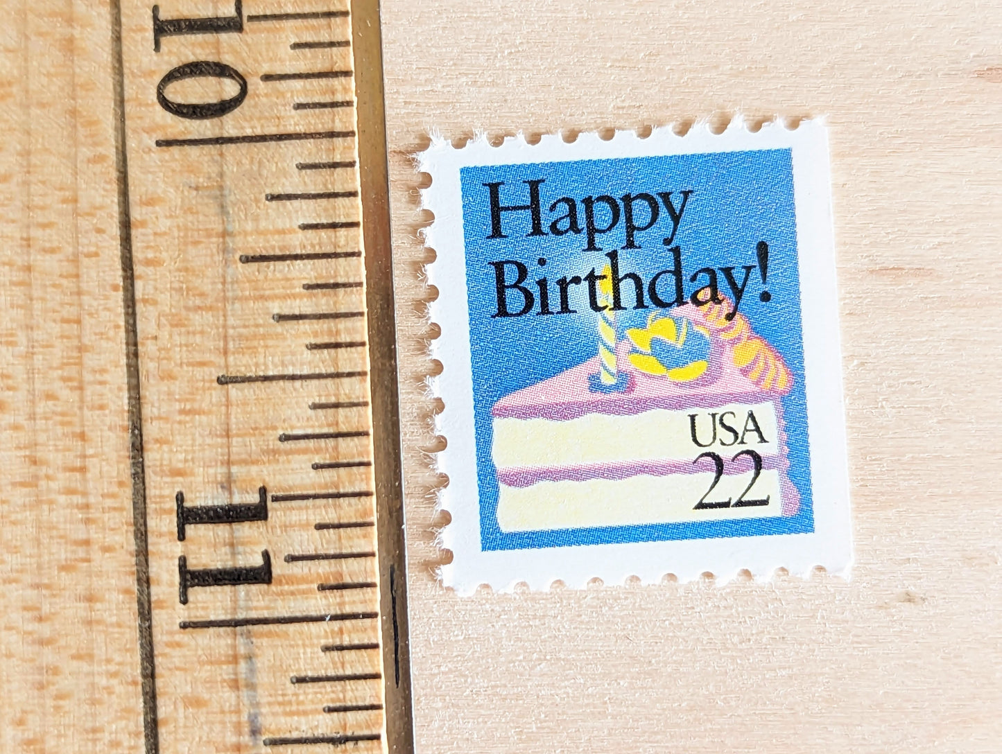 Happy Birthday Stamps, Set of 5, Vintage Unused USPS 22 Cent Postage Stamps, Birthday Cake Stamps 1987, Gummed