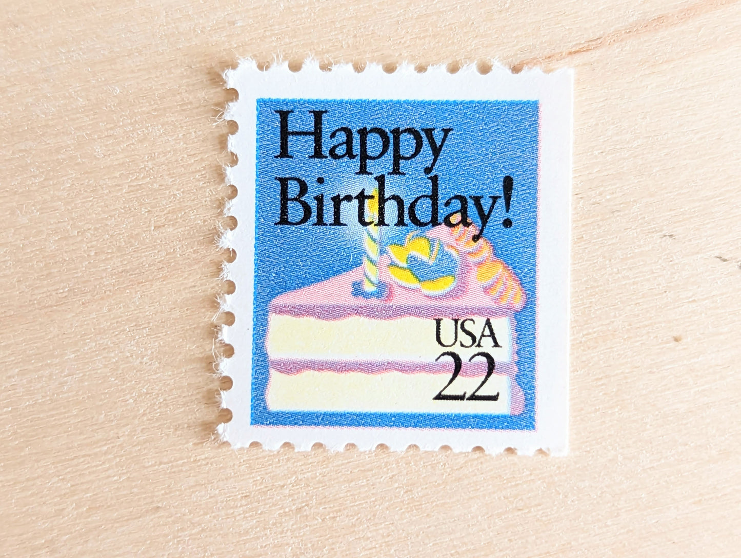 Happy Birthday Stamps, Set of 5, Vintage Unused USPS 22 Cent Postage Stamps, Birthday Cake Stamps 1987, Gummed
