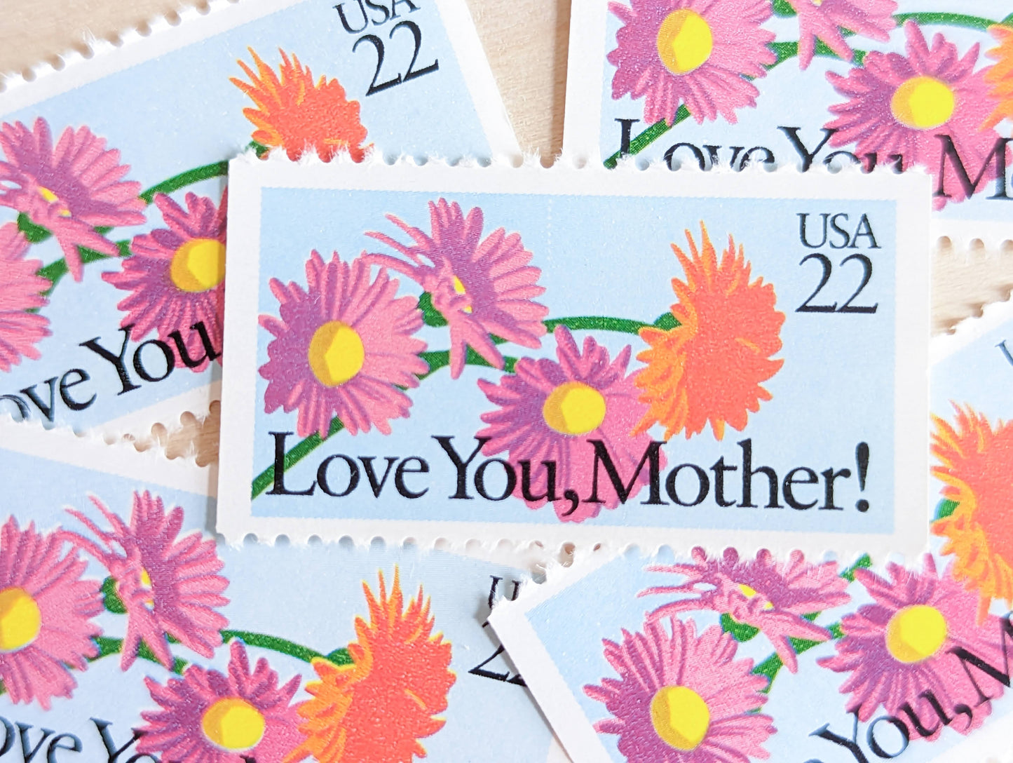 Love You, Mother! Stamps, Set of 5, Vintage Unused USPS 22 Cent Postage Stamps, Mother’s Day Stamps 1987, Gummed
