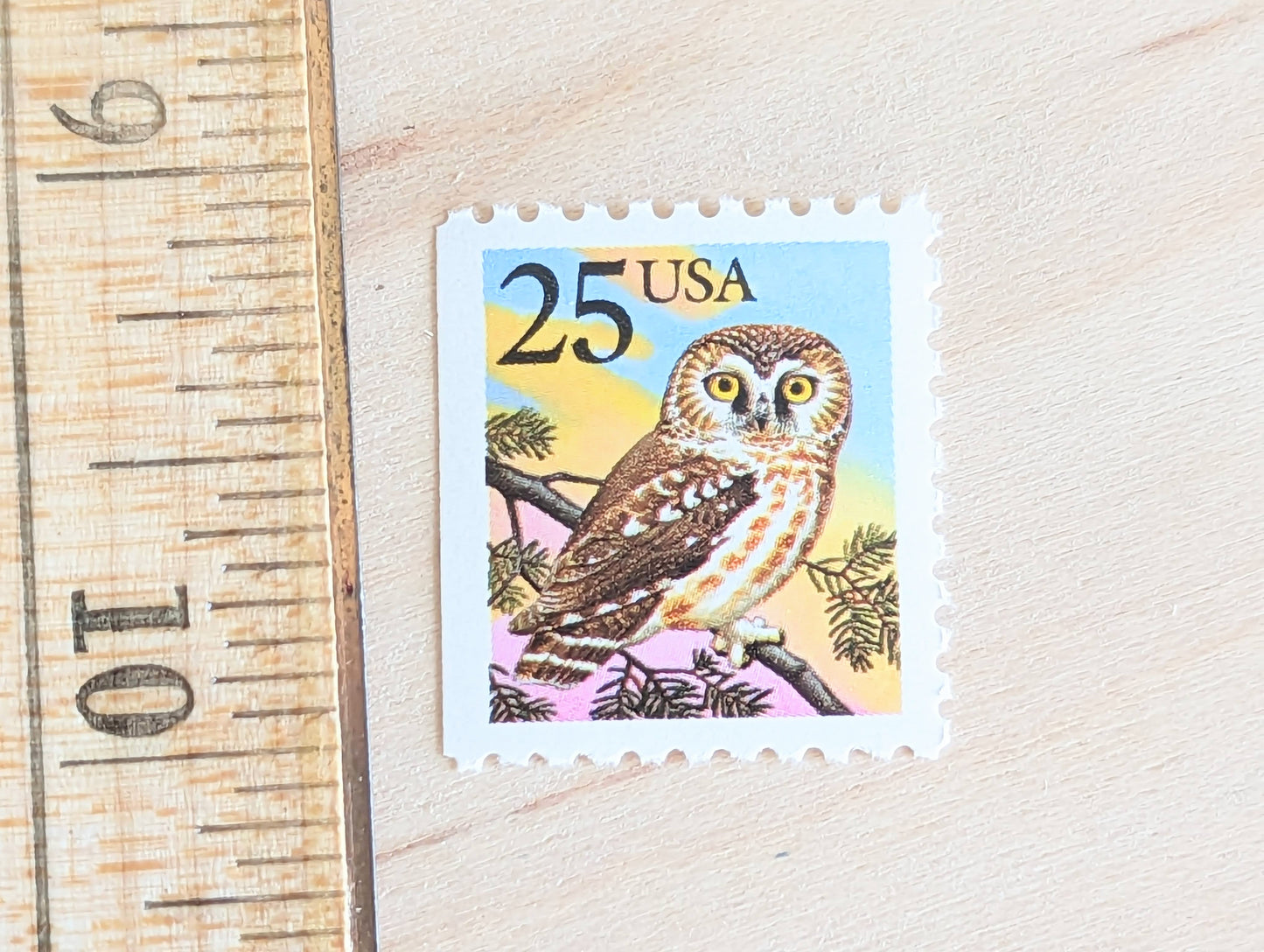 Owl Stamps, Set of 10, Vintage Unused USPS 25 Cent Postage Stamps, Bird Stamps 1988, Gummed