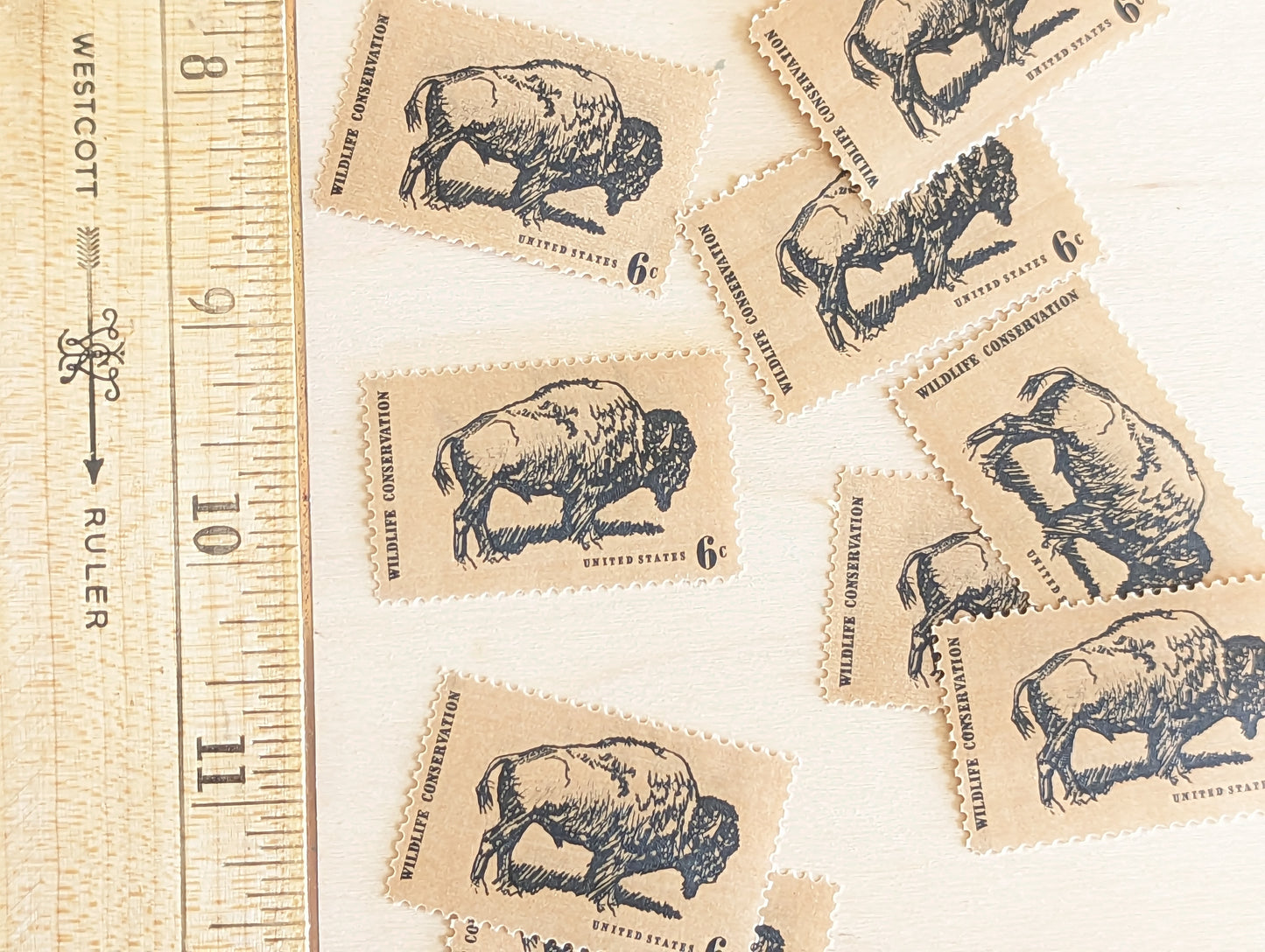 Wildlife Conservation Bison, Vintage Unused USPS 6 Cent Postage Stamps, Wildlife Conservation Stamps (Bison), 1970, Gummed