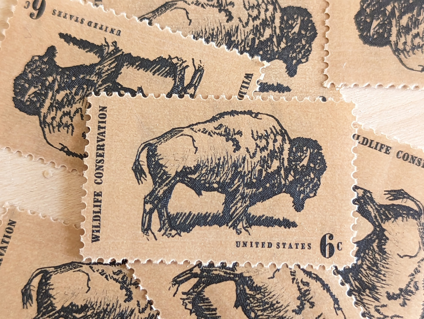 Wildlife Conservation Bison, Vintage Unused USPS 6 Cent Postage Stamps, Wildlife Conservation Stamps (Bison), 1970, Gummed
