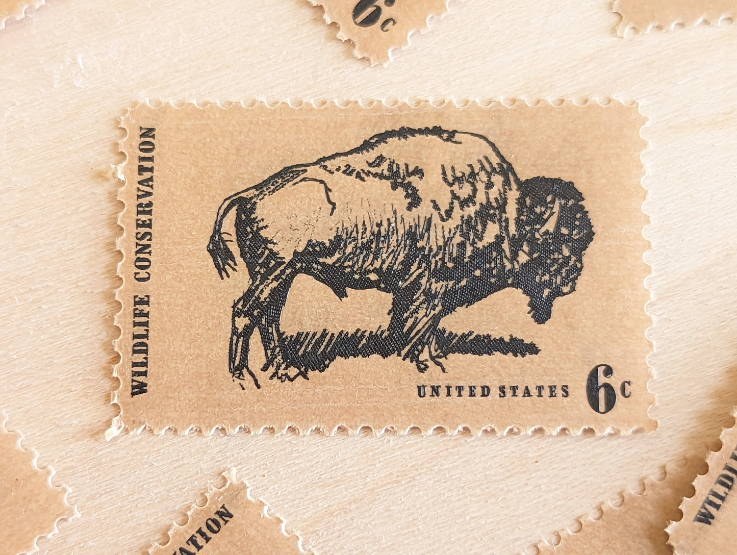 Wildlife Conservation Bison, Vintage Unused USPS 6 Cent Postage Stamps, Wildlife Conservation Stamps (Bison), 1970, Gummed