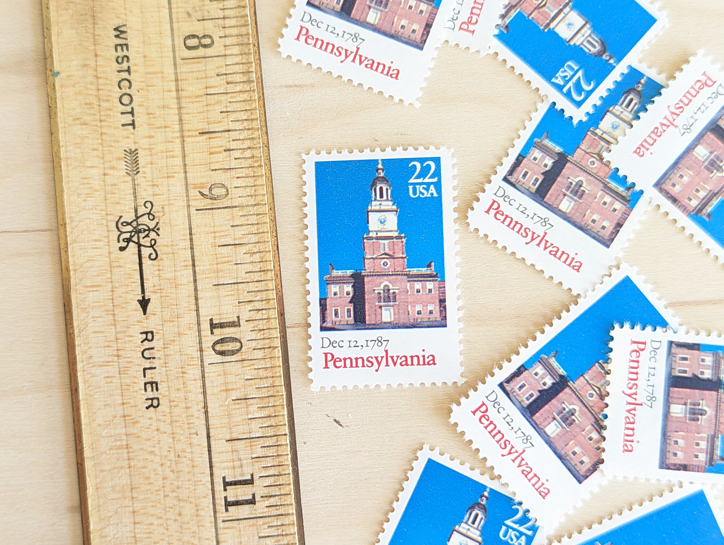 Pennsylvania Statehood Stamps, Vintage Unused USPS 22 Cent Postage Stamps, Statehood Stamps 1987, Gummed
