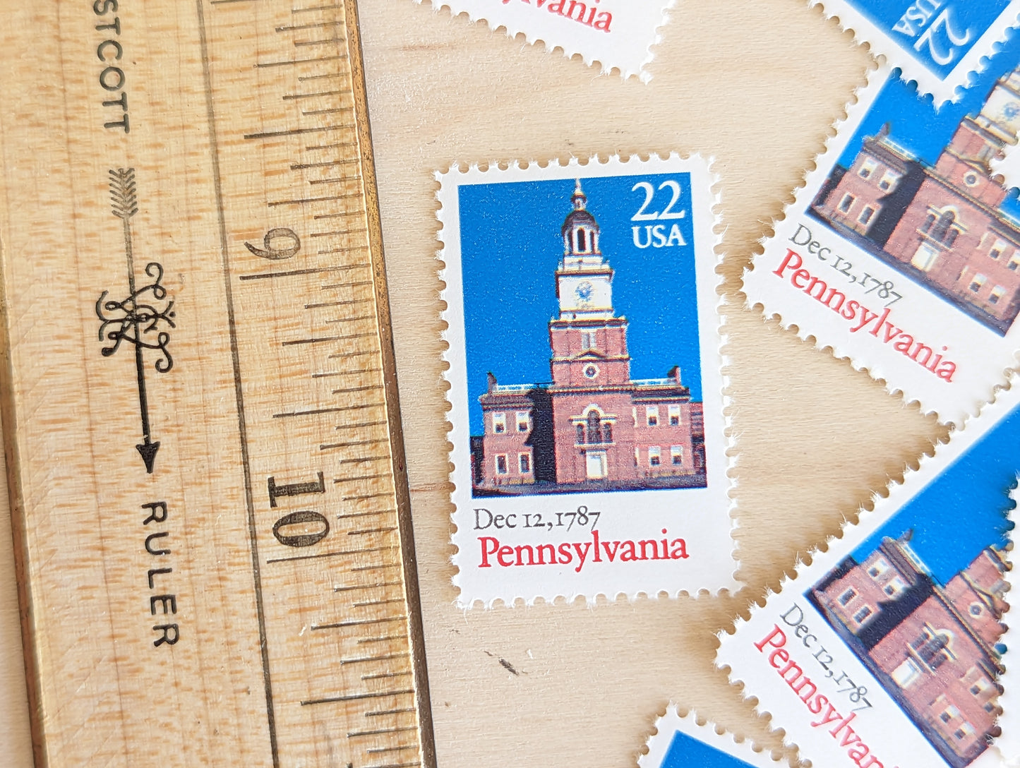 Pennsylvania Statehood Stamps, Vintage Unused USPS 22 Cent Postage Stamps, Statehood Stamps 1987, Gummed