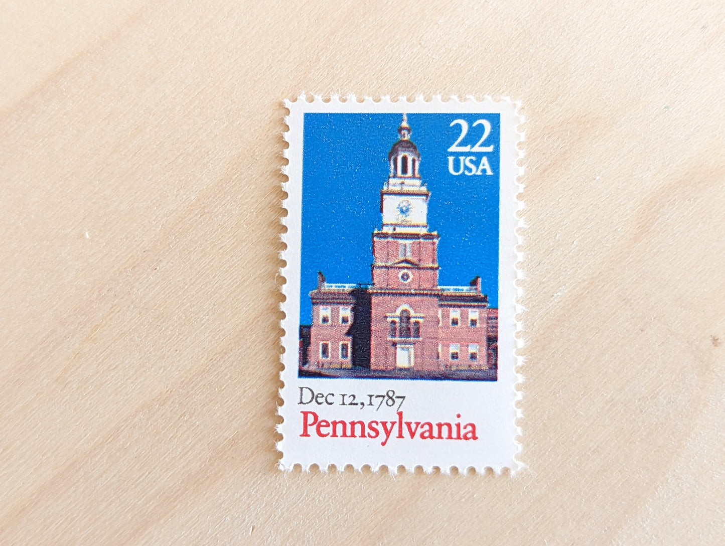 Pennsylvania Statehood Stamps, Vintage Unused USPS 22 Cent Postage Stamps, Statehood Stamps 1987, Gummed