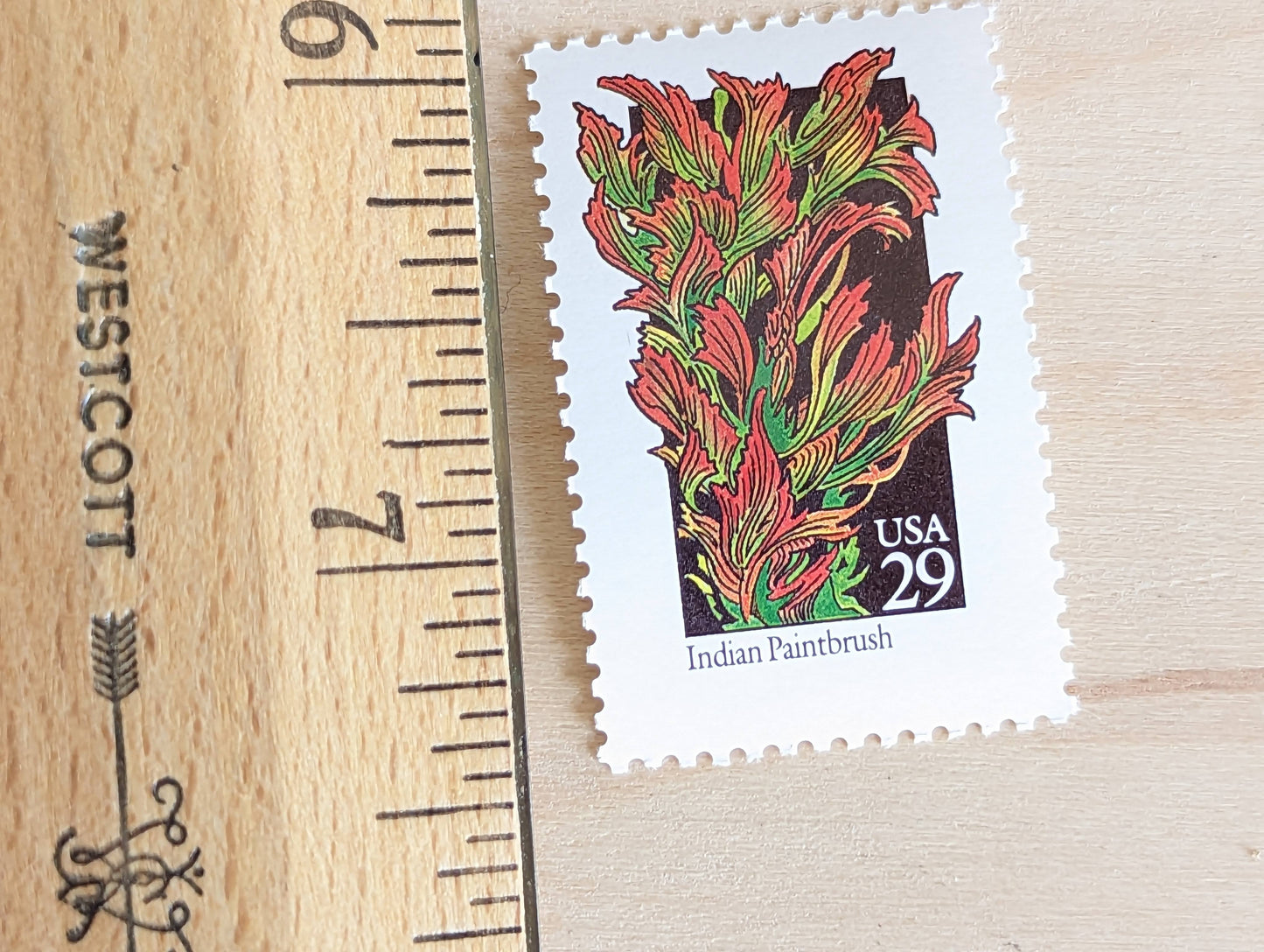 Indian Paintbrush Stamps, Set of 5, Vintage Unused USPS 29 Cent Postage Stamps, Wildflower Stamps 1992, Gummed