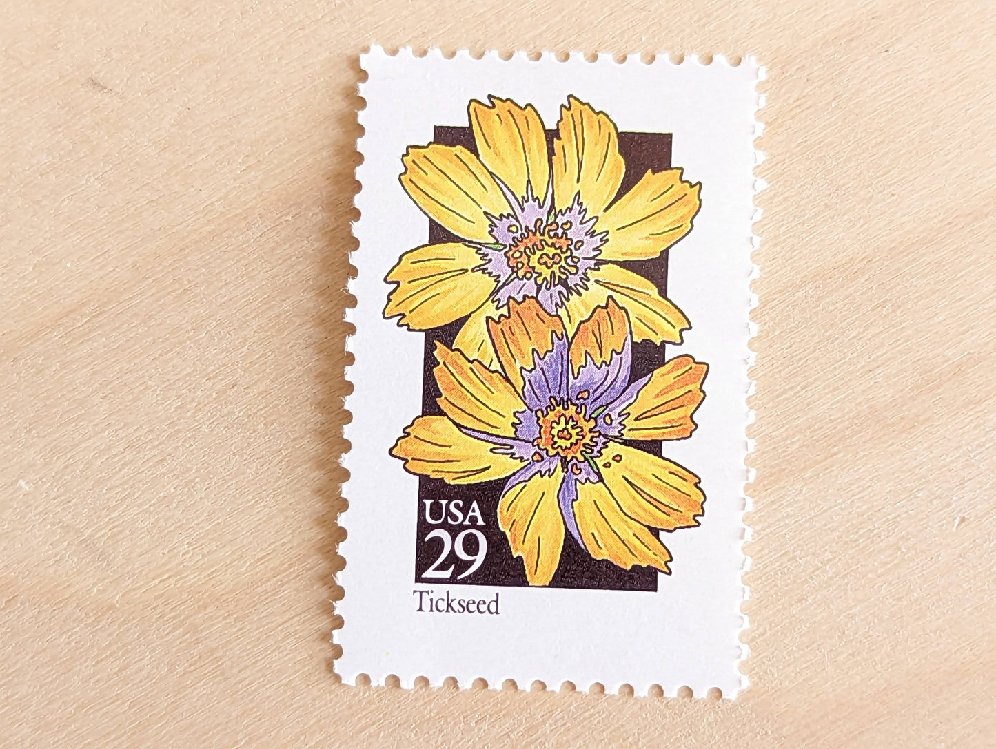 Set of 5 Tickseed Wildflower Stamps, 29 cent stamps, 1992 Unused USPS Postage Stamp