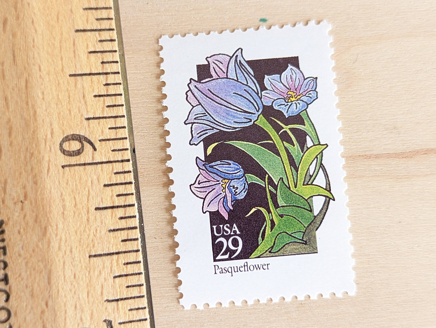 Pasqueflower Wildflower Stamps, Set of 5, Vintage Unused USPS 29 Cent Postage Stamps, Wildflowers 1992, Gummed