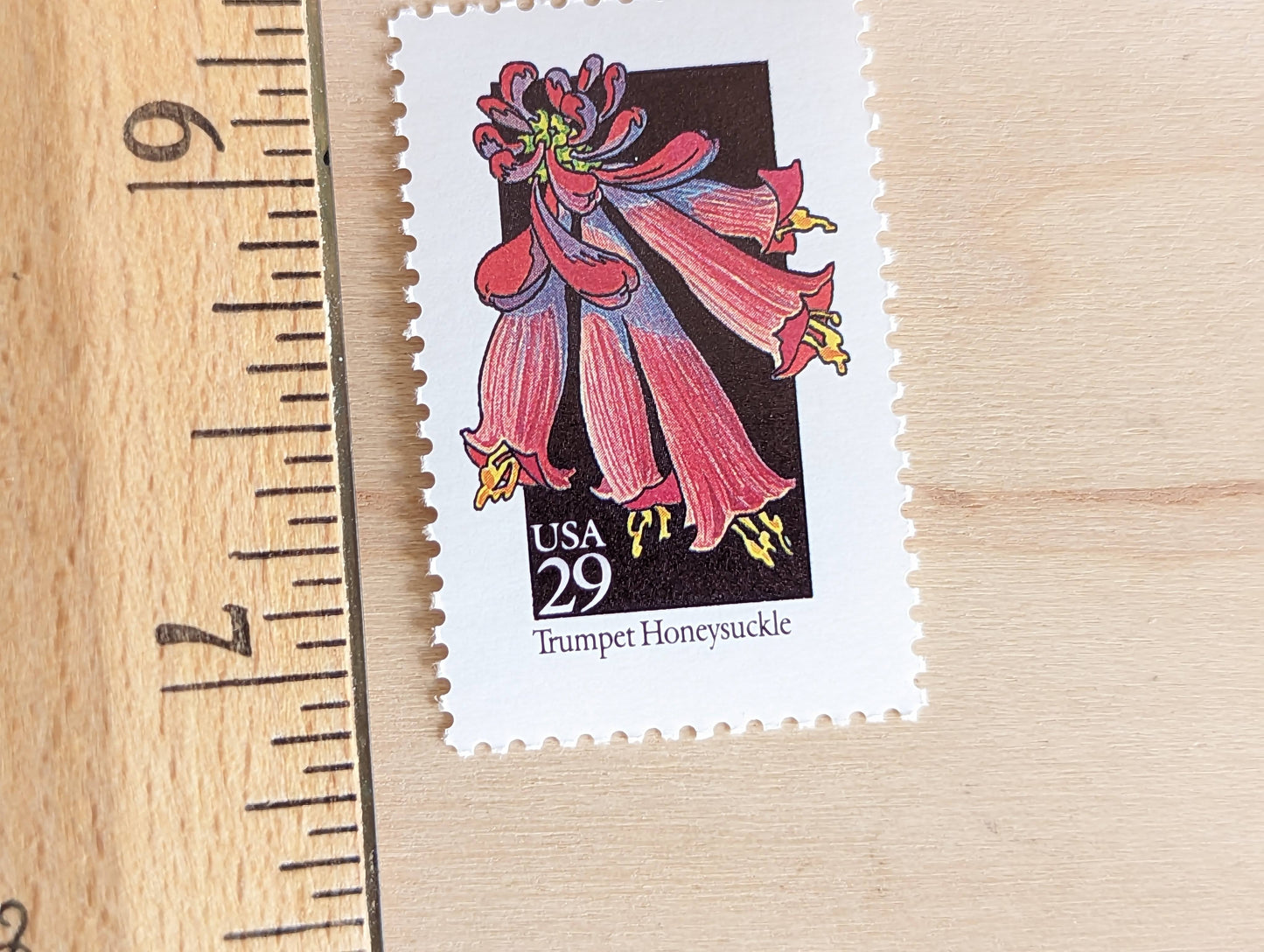 Trumpet Honeysuckle Wildflower Stamps, Set of 5, Vintage Unused USPS 29 Cent Postage Stamps, Wildflowers 1992, Gummed