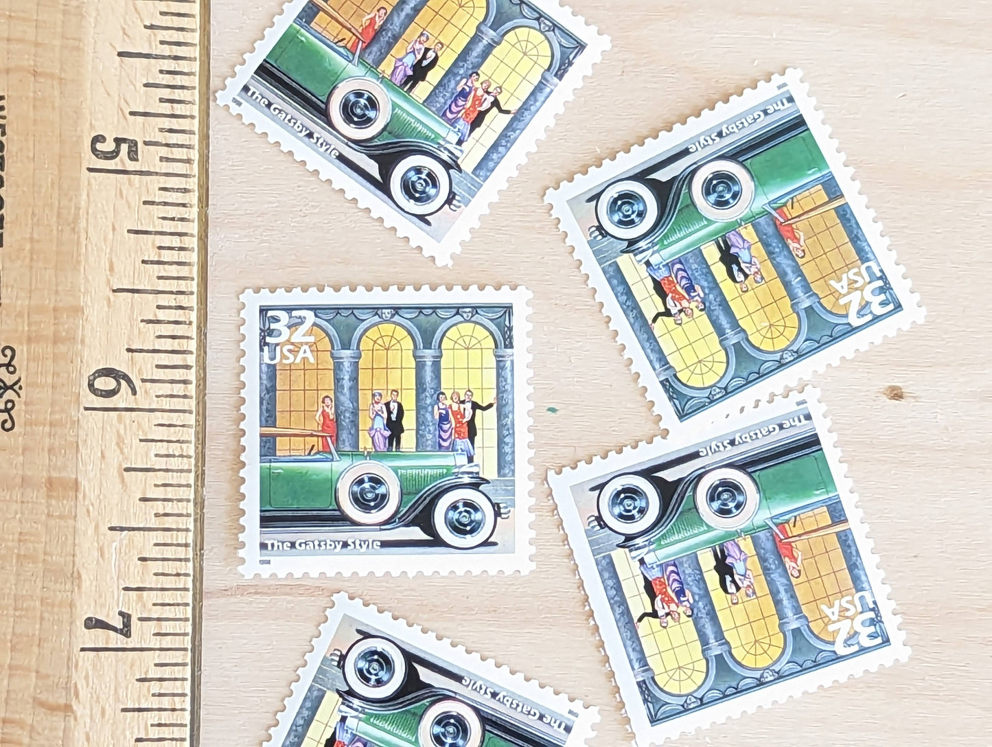 The Great Gatsby, Set of 5, Vintage Unused USPS 32 Cent Postage Stamps, 1920s Celebrate the Century Series 1998, Gummed