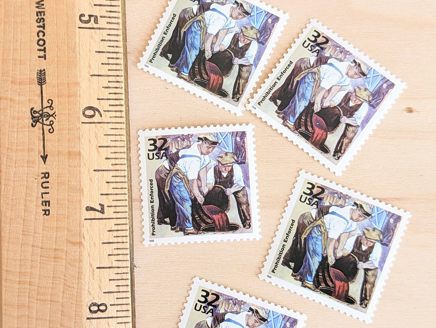 The 18th Amendment, Set of 5, Vintage Unused USPS 32 Cent Postage Stamps, Prohibition 1920s Celebrate the Century Series 1998, Gummed