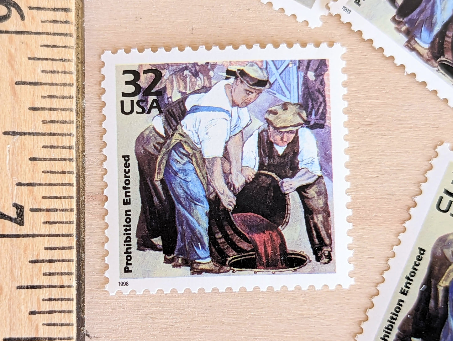 The 18th Amendment, Set of 5, Vintage Unused USPS 32 Cent Postage Stamps, Prohibition 1920s Celebrate the Century Series 1998, Gummed